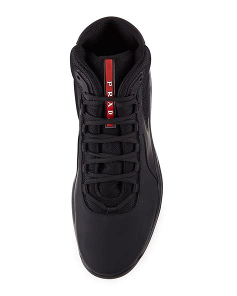 prada americas cup high top mens sneakers|Prada America's Cup sneakers black.